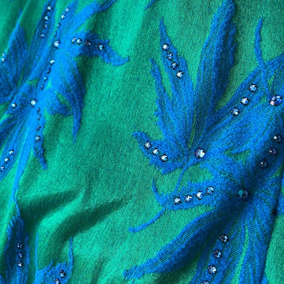 VINTAGE Gorgeous Mardi Gras New York Blue and Green Dress - Picture 3 of 11